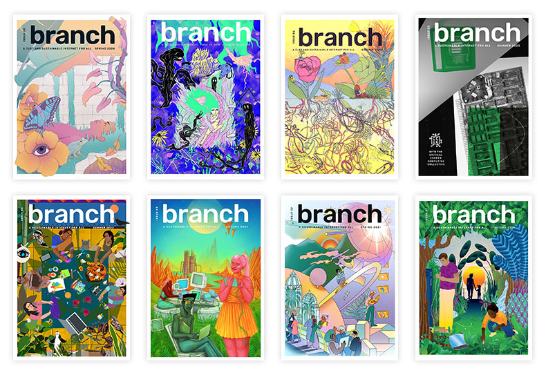 Branch magazine issues 1 - 8 covers